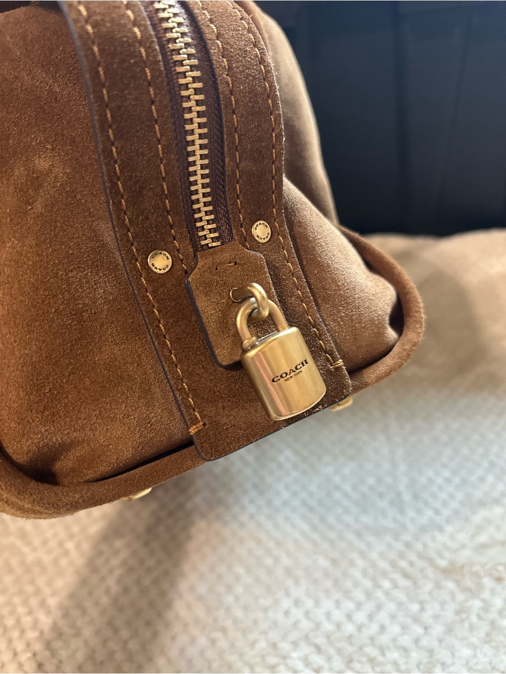 Coach Rouge 40 Suede & Soft Leather in Warm Brown Bag - Picture 4 of 15